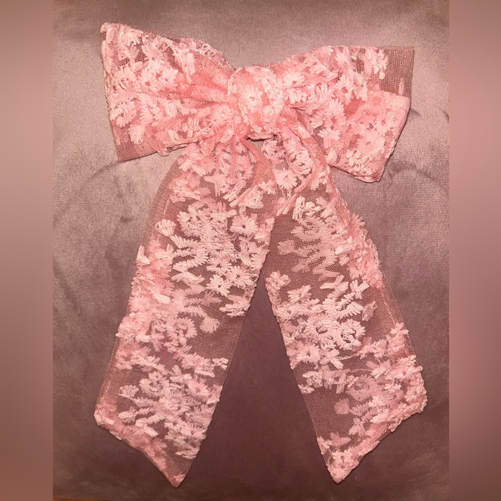Pink Lace Sheer Hair Bow